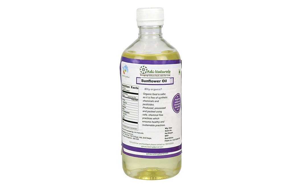 Adi Naturals Cold Pressed Sunflower Oil    Bottle  500 grams